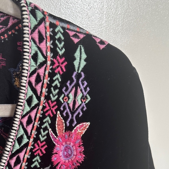 Johnny Was Black Top with Colorful Embroidery - Picture 9 of 17